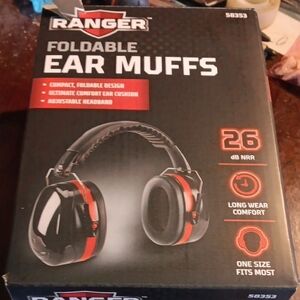 NIB LIMITED SUPPLY Ranger Foldable Ear Muffs with Red Accents